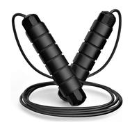 Cuerda de saltar ajustable para hombres, mujeres y niños, cuerda de saltar para ejercicio, quema de grasa, entrenamiento en casa o gimnasio, cuerda de entrenamiento personal, color negro