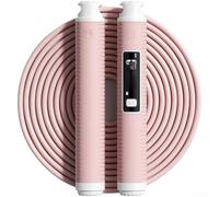 Cuerda de saltar digital con contador LCD, ajustable, diseño de conteo electrónico, asas ergonómicas de silicona, modo dual, cable de polipropileno de 3 metros para gimnasio en casa (rosa)