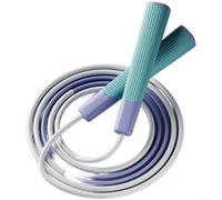 Cuerda de saltar infantil de 2,8 m con segmentos de cuentas, longitud ajustable, control de mango texturizado y cuerda aerodinámica cónica de PVC PP para un ritmo constante (E)