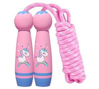 Cuerda de saltar para niños, cuerda de saltar para niñas, corde à sauter réglable pour enfant con mango de madera, cuerda de salto de algodón ajustable, ideal para entrenamiento de fitness