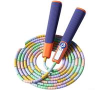 Cuerda de saltar para niños de 2,8 m con segmentos de cuentas, longitud ajustable, control de mango texturizado y cuerda aerodinámica cónica de PVC PP para un ritmo constante (B)