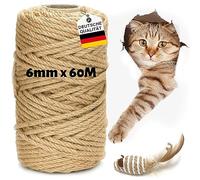 Cuerda de Sisal para Rascador, Cuerda de 6 Mm X 60 M, Cuerda de Sisal Natural, árbol para Gatos, Decoración para El Jardín, Accesorios para Gatos