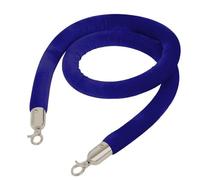 Cuerda de terciopelo azul para control de multitudes, cuerda de soporte de 2 a 13 pies para postes de cola, extremos negros pulidos y barrera elegante para eventos, fiestas y lugares