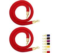 Cuerda de terciopelo, cuerda de poste, Cuerda de terciopelo for postes VIP con ganchos acero inoxidable chapados en oro, for control multitudes/hoteles, paquete 2(1.8m/6ft)