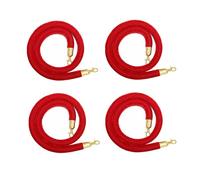 Cuerda de Terciopelo Rojo Premium de 2,7 Metros con Ganchos - Paquete de 4, Cuerda electrónica para marcar Filas en Bodas, Eventos VIP, Fiestas y Ocasiones Especiales - Cuerda divisoria para