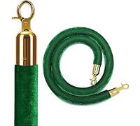 Cuerda de terciopelo verde de alta calidad con ganchos pulidos, paquete de 2 unidades, ideal para barreras de eventos, 100 cm de longitud, cuerda de obstáculos duradera para fiestas y lugares