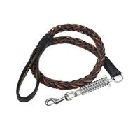 Cuerda de tracción for Perros Grandes, de Cuero Resistente Trenzado con Resorte Amortiguador.(Black)