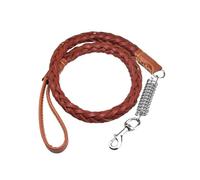 Cuerda de tracción for Perros Grandes, de Cuero Resistente Trenzado con Resorte Amortiguador.(Brown)