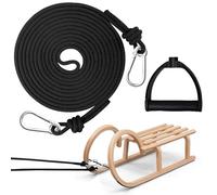Cuerda de Trineo, 4m Cuerdas para Trineos con Plástico Mango, con Mosquetón,Accesorios de Tracción, Diámetro 8mm (Negro)