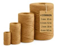 Cuerda de yute Naturell, varios tamaños a partir de 1 mm a 6 mm, gran selección de rollo de 100 m-2250 m, cuerda de yute para embalar, regalos para manualidades, floristería y decoración.