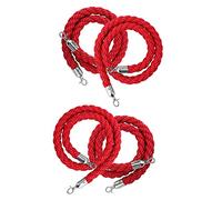 Cuerda divisoria, cuerda para barrera con postes, Cuerda de control multitudes trenzada roja con ganchos plateados y dorados, varios tamaños, 1-5 m, paquete 4(Sier Hooks,1.5M/4.9Ft)