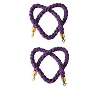 Cuerda divisoria, cuerda para barrera con postes, Paquete de 2 barreras cuerda nailon moradas for entrada VIP con ganchos Sierra dorados 1 a 5 m(Sier Hooks,3.5M/11.4Ft)