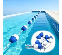 Cuerda divisoria de Seguridad para Piscinas con flotadores y 2 Ganchos de Acero Inoxidable preensamblados. Visibilidad efectiva. Cuerda de Seguridad Ajustable con flotadores