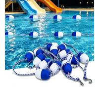 Cuerda divisoria Flotante para Piscinas, Cuerda de Seguridad Ajustable con flotadores y Ganchos Acero Inoxidable, línea Resistente Piscinas elevadas Que Separa la Zona Poco Profunda Profunda.
