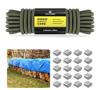 Cuerda Elástica 8mm x 10m Cuerda Goma Elastica con 20 Virolas | 100% Elástico, Duradero, Lona, Remolque, Piscina, Equipaje, Camping