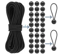 Cuerda Elastica con 30 Bolas Bungee-Cuerdas Elásticas con Bola Tensores de Cuerda,Tensor Elastico Bola 10m x 4mm Negro Cuerda Tensora Elastica de Goma