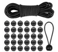 Cuerda Elastica con 30 Bolas,Tensor Elastico Bola 10m x 4 mm Negro Cuerda Tensora Elastica de Goma,Bolas Bungee-Cuerdas Elásticas con Bola Tensores de Cuerda