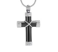 Cuerda enrollada Cruz Cremación Cenizas Urna Colgante Collar Recuerdo conmemorativo Joyería Oración del Señor Cruz Cenizas Collares