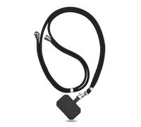 Cuerda for colgar el cordón del teléfono, cordón universal for teléfono celular con correa de cuello de nailon ajustable.(Black)