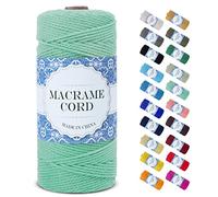 Cuerda Macrame 2mm, Uiopa Hilo Macrame 2mm x 200m Cuerda de Algodon Natural Suave de 3 Hilos, Cuerda Manualidades para Colgar Fotos, DIY, Pared, Envolver Regalos, Decoración Bohemia (Verde Menta)