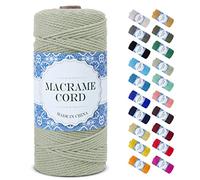 Cuerda Macrame 2mm, Uiopa Hilo Macrame 2mm x 200m Cuerda de Algodon Natural Suave de 3 Hilos, Cuerda Manualidades para Colgar Fotos, DIY, Pared, Envolver Regalos, Decoración Bohemia (Verde Frijol)