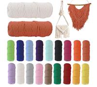 Cuerda Macrame, Juego de 18 Hilo Macrame, Cuerda de Algodón 2mm x 30m, Cordon Macrame, Cordón de Algodón de Macramé para tapices, Colgar Flores, Cortinas y Trabajos Varios