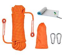 Cuerda Multifuncional para Exteriores+Toalla De Secado RáPido,Longitud20M (D10 Mm),Nailon,Con2Mosquetón,Capacidad De Carga1200Kg,Rescate,MontañIsmo,Escalada En Roca,Camping-Naranja