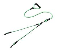 Cuerda para pasear perros de doble cabeza con patrón ondulado, una cuerda de tracción y dos, antibobinado y desmontable (verde, S)
