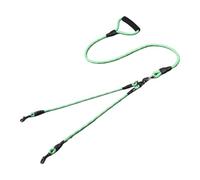 Cuerda para pasear perros de doble cabeza con patrón ondulado, una cuerda de tracción y dos, antibobinado y desmontable (dorado)