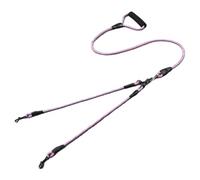 Cuerda para pasear perros de doble cabeza con patrón ondulado, una cuerda de tracción y dos, antibobinado y desmontable (rosa, S)