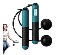 Cuerda para saltar inalámbrica con peso: mangos con cojinetes de acero, diseño de bola sin enredos, contador de calorías digital ajustable portátil | Equipo de entrenamiento de velocidad suave para gi
