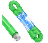 Cuerda para Tender de 30 m con núcleo de Acero para Exteriores, Resistente a la corrosión y al Agua, tendedero Extra Fuerte con una Capacidad de Carga de 120 kg, para jardín Verde