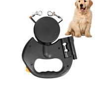 Cuerda retráctil doble para perros, cuerda retráctil para dos perros,Cuerda para mascotas extensible con cerradura | Asa antideslizante reflectante Desenreda automáticamente la cuerda para perros a pr