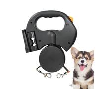 Cuerda retráctil para Dos Perros,Cuerda retráctil para Perros para 2 Perros - Cuerda Extensible para Mascotas con Cerradura - Mango Antideslizante, Reflectante, desenreda automáticamente,