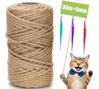 Cuerda Sisal para Rascador de Gatos, 9mm x 30m Cuerda de Yute, Cuerda de Cáñamo Natural para Reemplazo de Árboles de Rascador, Torre Gatos, Decoración de Jardín, Accesorios de Bricolaje Manualidades