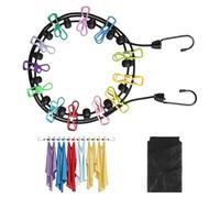 Cuerda Tender Ropa Exterior, Tendedero Retráctil con 12 Pinzas para Viajes | 180-300cm Cuerda Tendedero Exterior para la Ropa, Tendedero Portátil para Viajes, Vacaciones, Exteriores, Camping