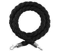Cuerda trenzada de cáñamo negro para control de multitudes, cuerda de soporte de 7.5 pies con ganchos plateados, ideal para cines, grandes aperturas y entradas de eventos