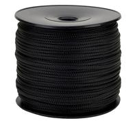 Cuerda Trenzada Polypro Negra, diámetro de 1,5 mm, Bobina de 100 m, Cuerda Exterior, Cuerda de Bricolaje, Color Negro
