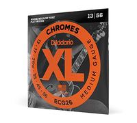 Cuerdas D'Addario para guitarra eléctrica, XL Chromes Flat Wound, ECG26, calibre medio 13-56, juego de 6 cuerdas, paquete de 1