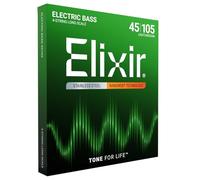Cuerdas de bajo de 4 cuerdas Elixir Strings de acero inoxidable con recubrimiento NANOWEB, escala larga, calibre ligero/mediano (.045-.105)