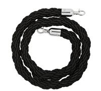 Cuerdas de barrera para colas de 1/1,5/2/2,5/3M con gancho plateado, cuerda de puntal, cuerda de control de multitudes, cuerda de cáñamo trenzada para divisor de colas, barrera de(Size:1M,Color:Negro)