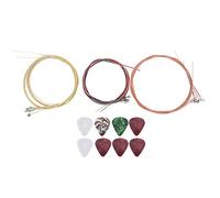 Cuerdas de Guitarra Acústica de Acero, 3 Juegos Multicolor con 8 Púas de Celuloide - Sonido Claro y Duradero para Músicos y Aficionados