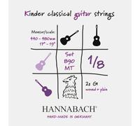 Cuerdas de guitarra clásica Hannabach Serie 890 MT para 1/8 instrumento para niños Escala: 44-48 cm - ejecución con 2 cuerdas Sol3 - 890MT 1/8