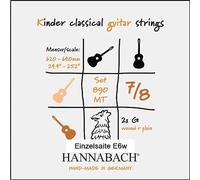 Cuerdas de guitarra clásica Hannabach Serie 890 MT para 7/8 guitarra para niños Escala: 62-64cm - Re6 wound- 8906MT 7/8