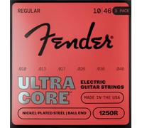 Cuerdas de guitarra Fender 1250 Ultracore™, acero niquelado, extremo de bola, calibres 1250R .010-.046, (6) pack de 3