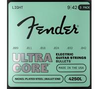4250 Ultracore Cuerdas de guitarra, acero chapado en níquel, extremo bala, calibre 4250L .009-.042, (6) paquete de 3