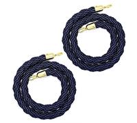 Cuerdas de soporte VIP de 2,8 mm, cables de barrera de nailon de 5 pies, divisor de cola resistente para control de multitudes al aire libre, paquete de 2 unidades, color azul oscuro con ganchos