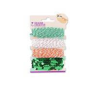 Cuerdas decorativas - GRAINE CREATIVE - Pack de 4 - Verde y Naranja - 3 x 7m y 1 x 2.7m - Mixto