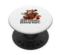 Cuerdas Profundas. Siestas más Profundas. Violonchelo Gato Música Humor PopSockets PopGrip Adhesivo