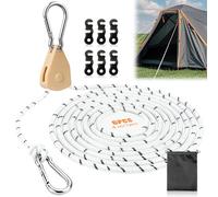 Cuerdas Reflectantes para Tienda Rope Ratchet Cuerda 4mx4mm Tensoras Trinquete de Cuerda con Gancho Tensor para Acampar Ajustable para Acampar al Aire Libre Senderismo Toldo (Blanco, 6PCS)